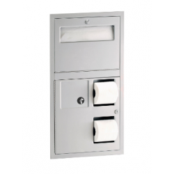 Bobrick B-3574 ClassicSeries Recessed Toilet Tissue, Seat Cover Dispenser & Waste Disposal, Finish-Satin