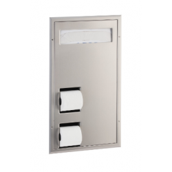 Bobrick B-3471 ClassicSeries Partition-Mounted Toilet Tissue & Seat Cover Dispenser, Finish-Satin