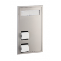 Bobrick B-3471 ClassicSeries Partition-Mounted Toilet Tissue & Seat Cover Dispenser, Finish-Satin