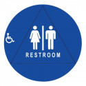 Don-Jo CHS-3-RESTROOM Round Family Restroom Handicapped Sign, Blue Finish