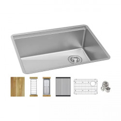 Elkay EFRU24169RTWC Crosstown Workstation Stainless Steel 25-1/2" x 18-1/2" Single Bowl Undermount Sink w/ Kit