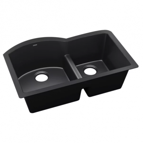 Elkay ELXHU3322R Quartz Luxe 33" x 22" x 10" Offset 60/40 Double Bowl Undermount Sink with Aqua Divide