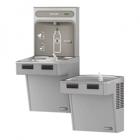 Elkay EMABFTL8WSLK ezH2O Bottle Filling Station w/ Bi-Level ADA Cooler Non-Filtered Refrigerated Light Gray