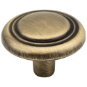Elements 202AB Kingsport Cabinet Ringed Knob, Diameter-1 1/4", Finish-Brushed Antique Brass