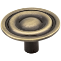Elements 875AB Kingsport Cabinet Ringed Button Knob, Diamete-1 5/16", Finish-Brushed Antique Brass