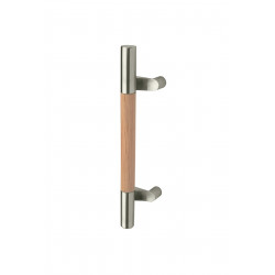 Rockwood RM4030MP/40MP/50MP ArborMet, Offset Wood Grip Door Pull w/ Mid-Post, Flat Ends, Hickory, Sanded Unfinished