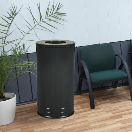 Ex-Cell Kaiser INT1528 T-8 BLK DB International Collection Powder Coated Receptacle w/ Flat Lid