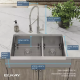 Elkay ECTRUF32179RF Crosstown 18 Gauge Stainless Steel 35-7/8" x 20-1/4" x 9" 60/40 Double Bowl Farmhouse Sink & Faucet Kit