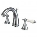 Kingston Brass KS2971PL Naples Two-Handle 3-Hole Deck Mount Widespread Bathroom Faucet with Brass Pop-Up Drain, Polished Chrome