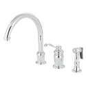 Kingston Brass KS7821TLBS Templeton Single-Handle 3-Hole Widespread Kitchen Faucet with Brass Sprayer, Polished Chrome