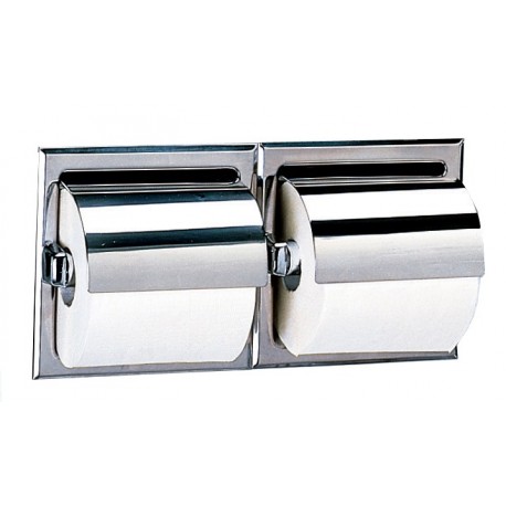 Bobrick 600 6999 Series 699 2 Roll Recessed Toilet Tissue Dispensers with Stainless Steel Hoods