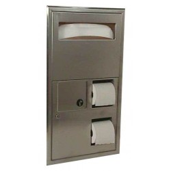 Bobrick B-3574 ClassicSeries Recessed Partition-Mounted Seat-Cover Dispenser, Sanitary Napkin Disposal and Toilet Tissue Dispens