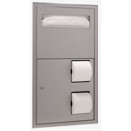 Bobrick B-3474 ClassicSeries Recessed Toilet Tissue & Seat Cover Dispenser, Finish-Satin