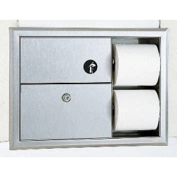 Bobrick B-3094 ClassicSeries Recessed Sanitary Napkin Disposal and Toilet Tissue Dispenser