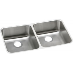 Elkay ELUH3118 Gourmet (Lustertone) Stainless Steel Double Bowl Undermount Sink