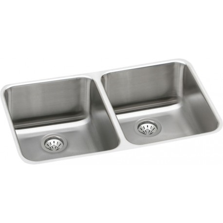 Elkay Eluh3118dbg Gourmet Lustertone Stainless Steel Double Bowl Undermount Sink Kit