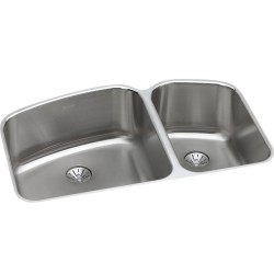 Elkay ELUH31229RPD Harmony (Lustertone) Stainless Steel Double Bowl Undermount Sink Kit