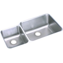 Elkay ELUH3520LDBG Gourmet (Lustertone) Stainless Steel Double Bowl Undermount Sink Kit
