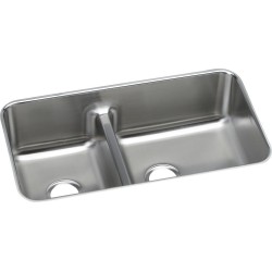 Elkay ELUHAQD32179 Gourmet (Lustertone) Stainless Steel Double Bowl Undermount Sink