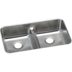 Elkay ELUHAQD3218 Gourmet (Lustertone) Stainless Steel Double Bowl Undermount Sink