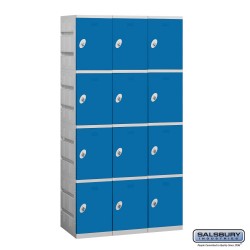 Salsbury Plastic Locker - Four Tier - 3 Wide - 73 Inches High - 18 Inches Deep