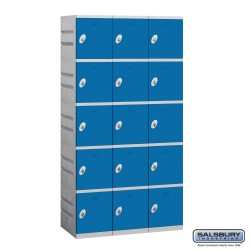 Salsbury Plastic Locker - Five Tier - 3 Wide - 73 Inches High - 18 Inches Deep