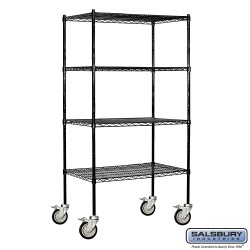 Salsbury Tall Wire Cart Mobile Shelving - 36 Inches Wide - 18 Inches Deep