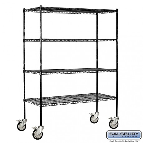 Salsbury Tall Wire Cart Mobile Shelving, 18 Wide Wire Shelving