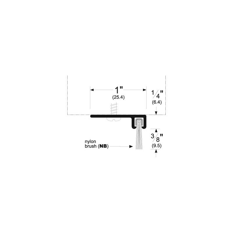 Pemko 90041_NB Brush Gasketing / Door Bottom, 90-Degree 48