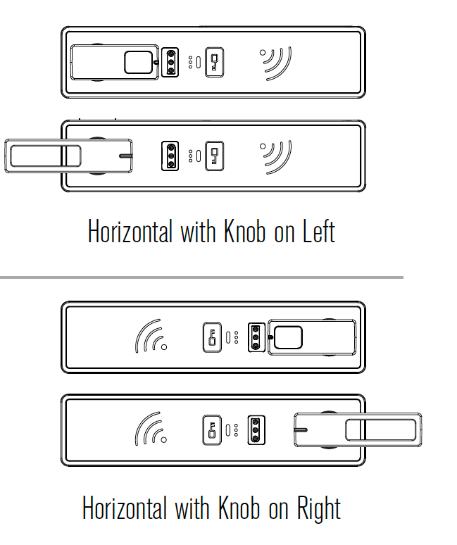 horizontal with knob