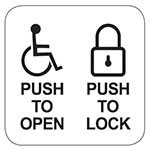 Wheelchair Symbol / PUSH TO OPEN / Lock Symbol / PUSH TO LOCK
